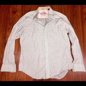 ROBERT GRAHAM LNG-SLV BLUE BUTTON-UP SHIRT, SZ 2XL